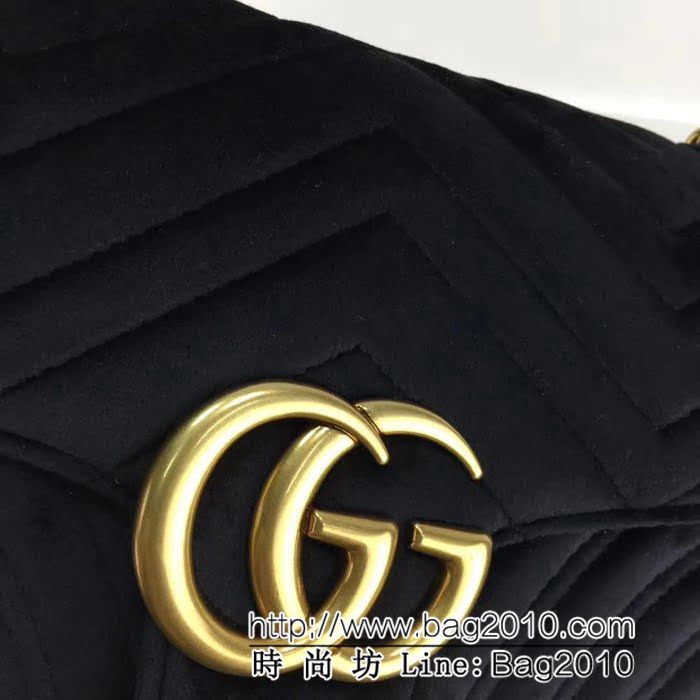 GUCCI古馳頂級原單 新款專櫃品質 實物實拍 443497絨布 克色鏈條單肩斜挎包 HY1118